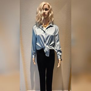 Gorgeous Icey Blue Silk Blouse